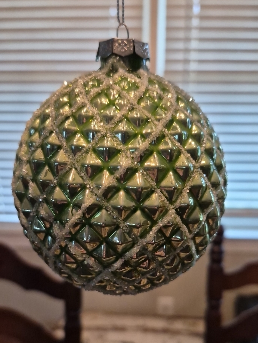 Mark Roberts Shimmering Green Faceted Lattice Ornament